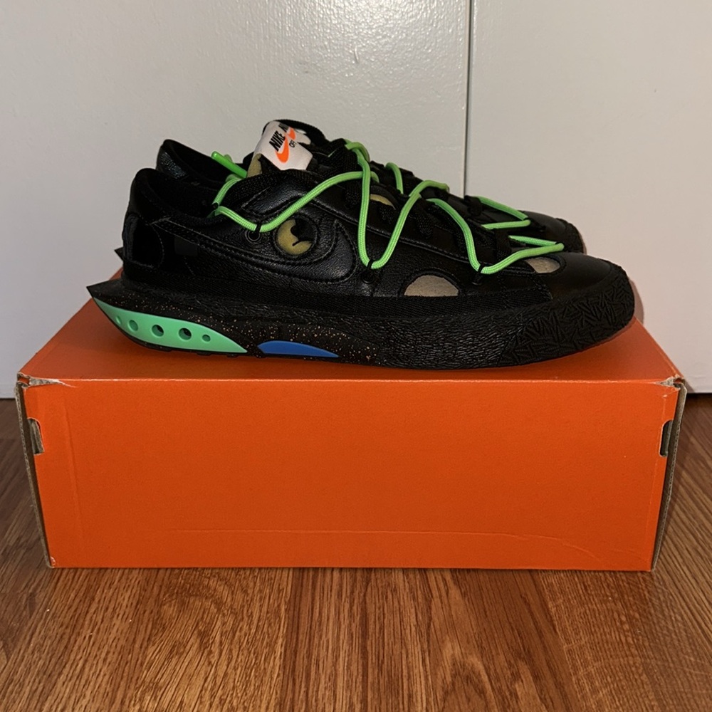 Nike Blazer Low Off-White Black Electro Green - size 8 - Picture 2 of 8